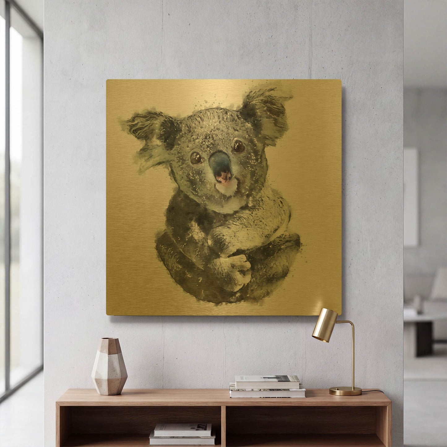 'Koala Cuddle' By Kim Curinga Gold Metal Wall Art