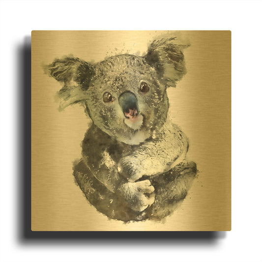 'Koala Cuddle' By Kim Curinga Gold Metal Wall Art