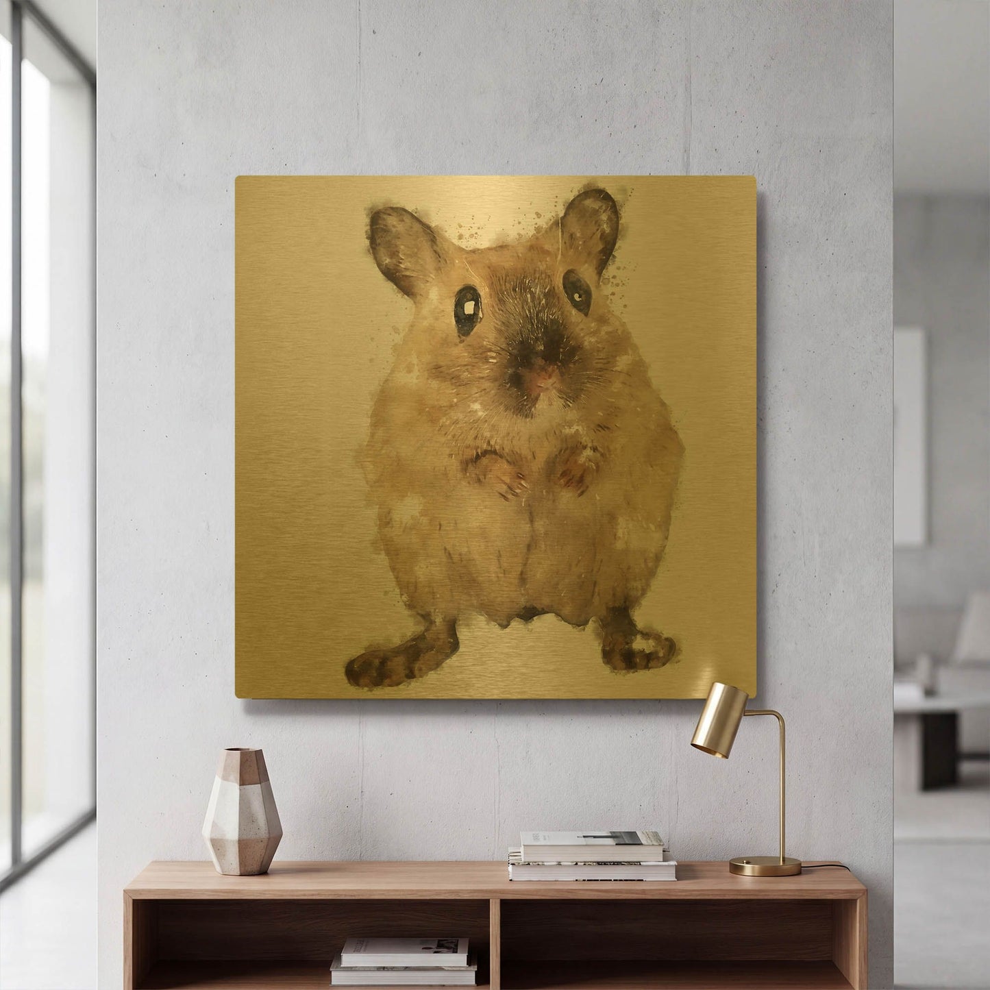 'Curious Mouse' By Kim Curinga Gold Metal Wall Art