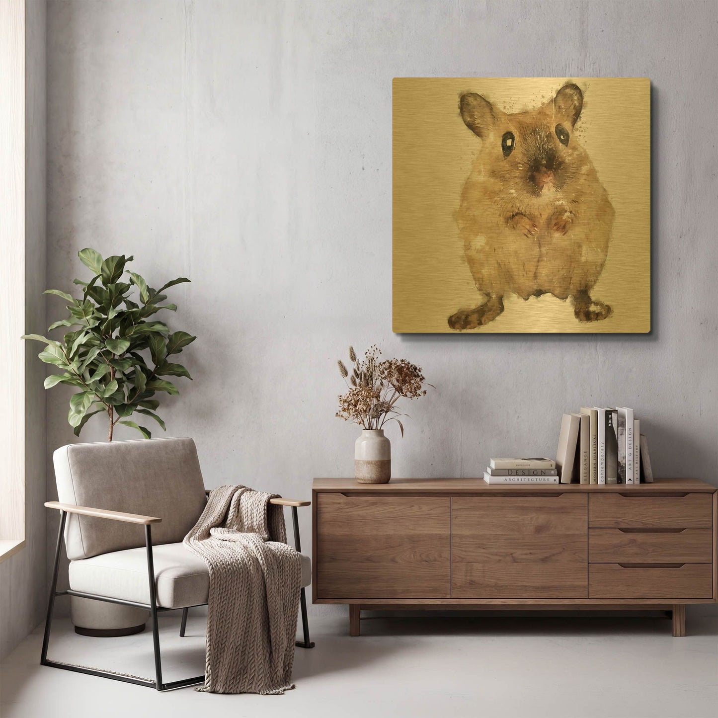 'Curious Mouse' By Kim Curinga Gold Metal Wall Art