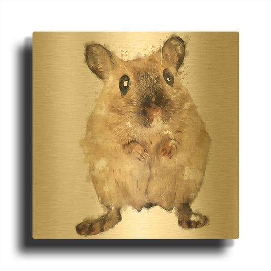 'Curious Mouse' By Kim Curinga Gold Metal Wall Art