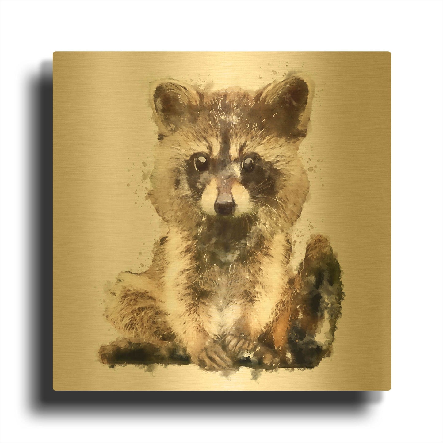 'Ricky Racoon' By Kim Curinga Gold Metal Wall Art