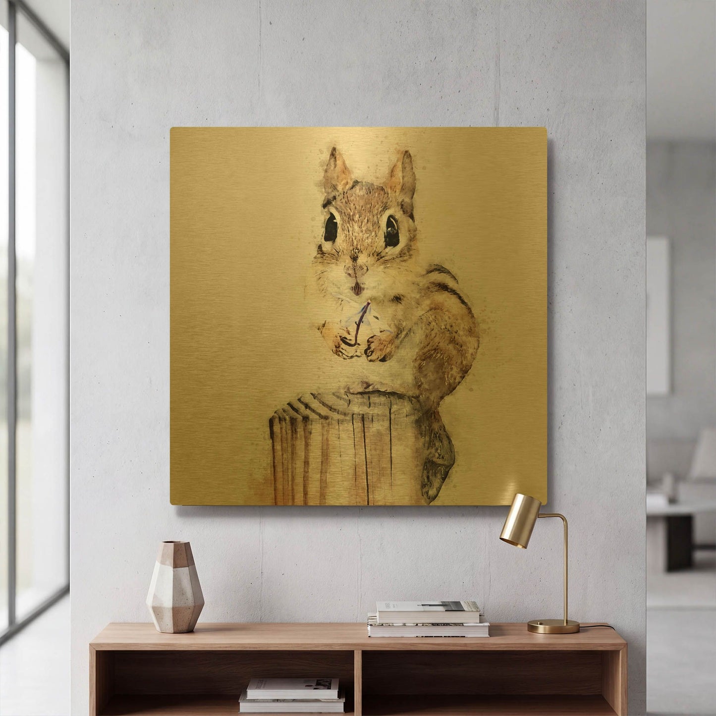'Chippy With Flower' By Kim Curinga Gold Metal Wall Art