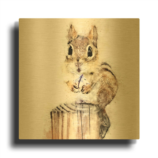 'Chippy With Flower' By Kim Curinga Gold Metal Wall Art