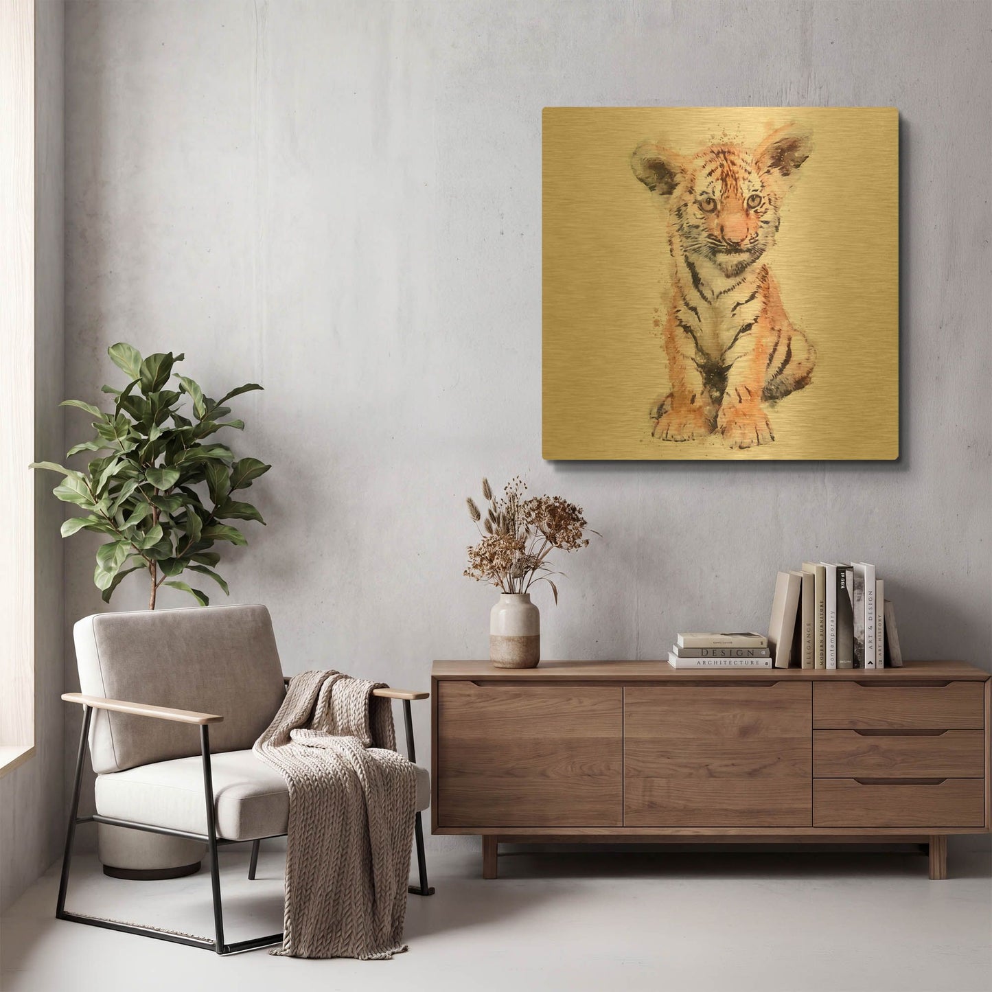 'Tigger Baby' By Kim Curinga Gold Metal Wall Art