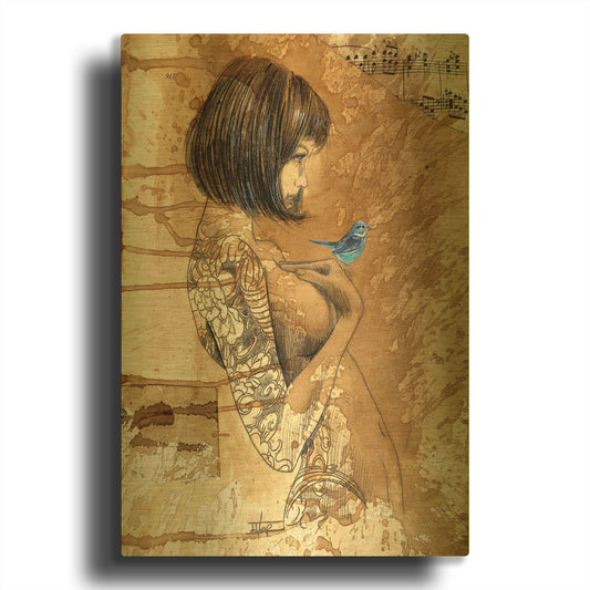 'Not Here' By Loui Jover Gold Metal Wall Art