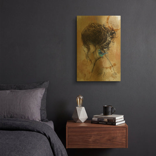 'Nesting Hope' By Loui Jover Gold Metal Wall Art