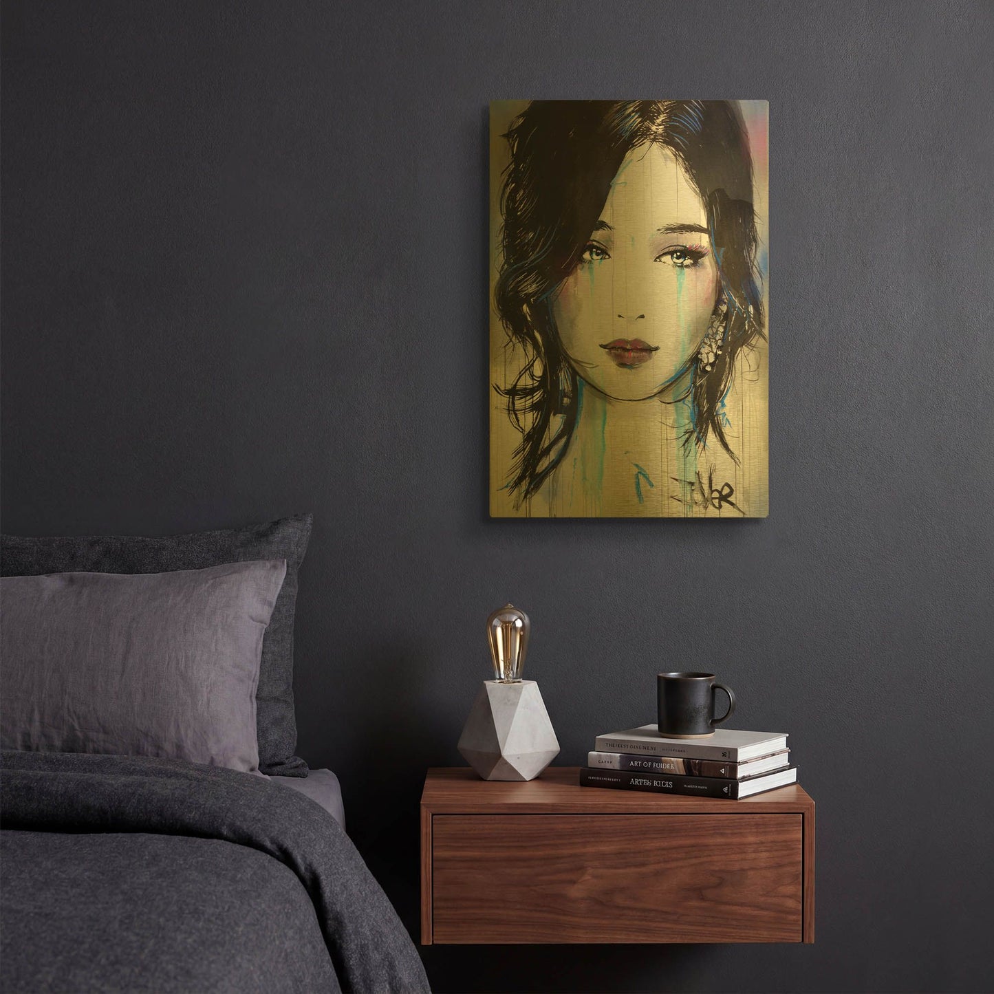'Asia' By Loui Jover Gold Metal Wall Art