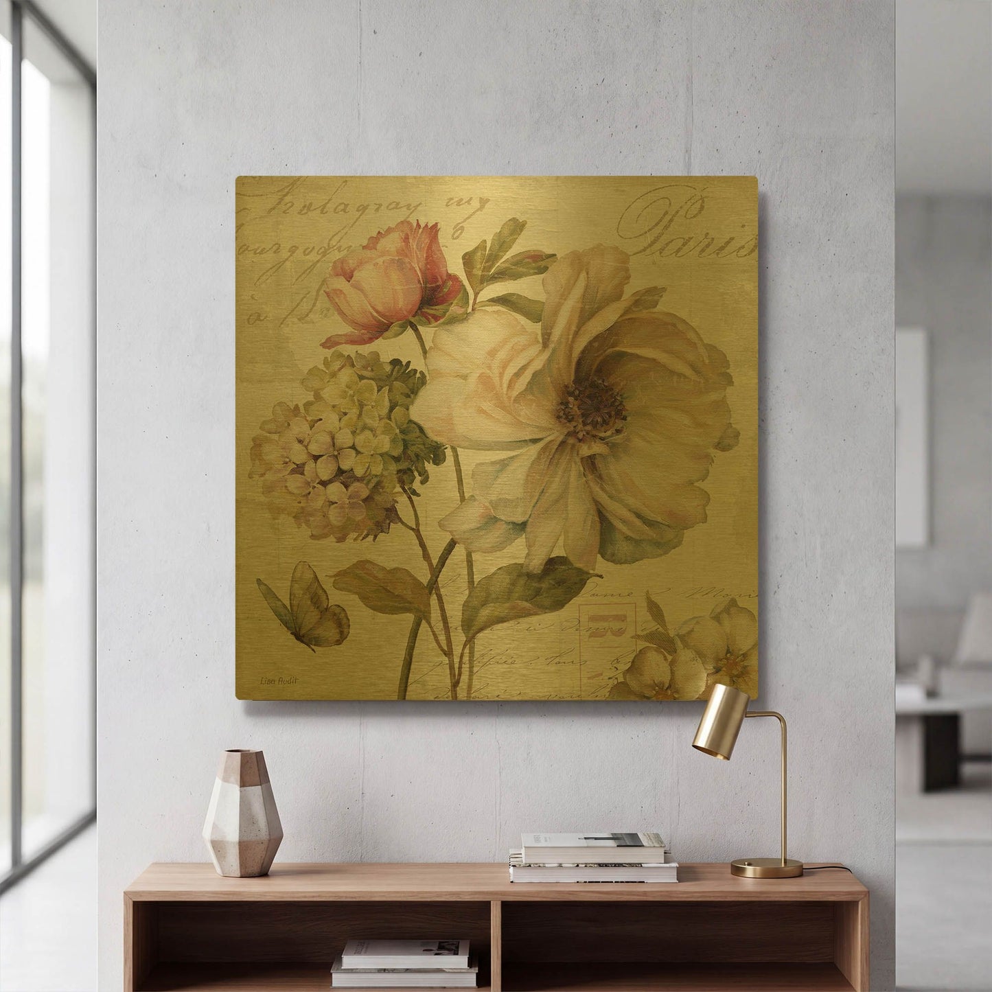 'Marche de Fleurs' By Lisa Audit Gold Metal Wall Art
