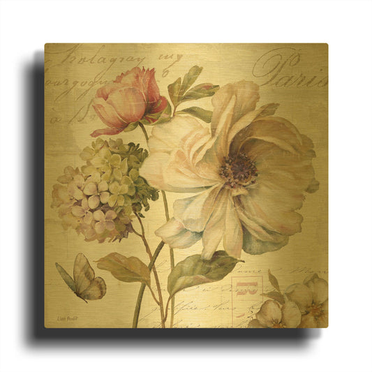 'Marche de Fleurs' By Lisa Audit Gold Metal Wall Art