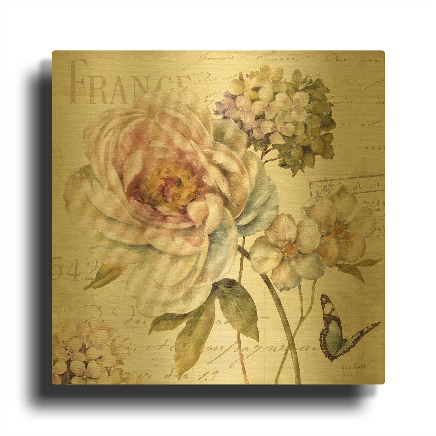 'Marche de Fleurs III' By Lisa Audit Gold Metal Wall Art