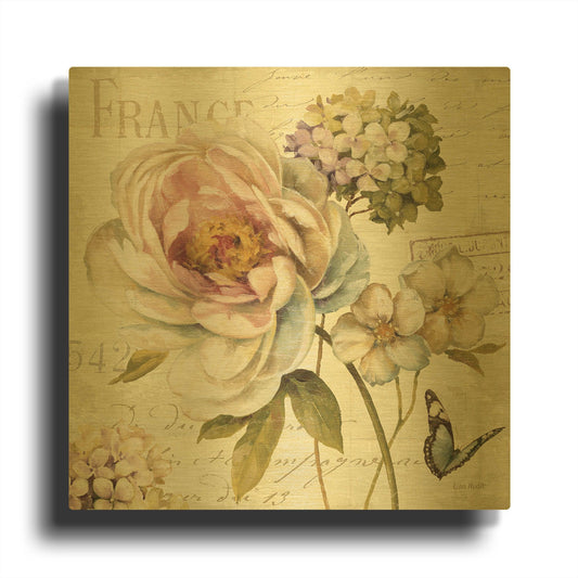 'Marche de Fleurs III' By Lisa Audit Gold Metal Wall Art