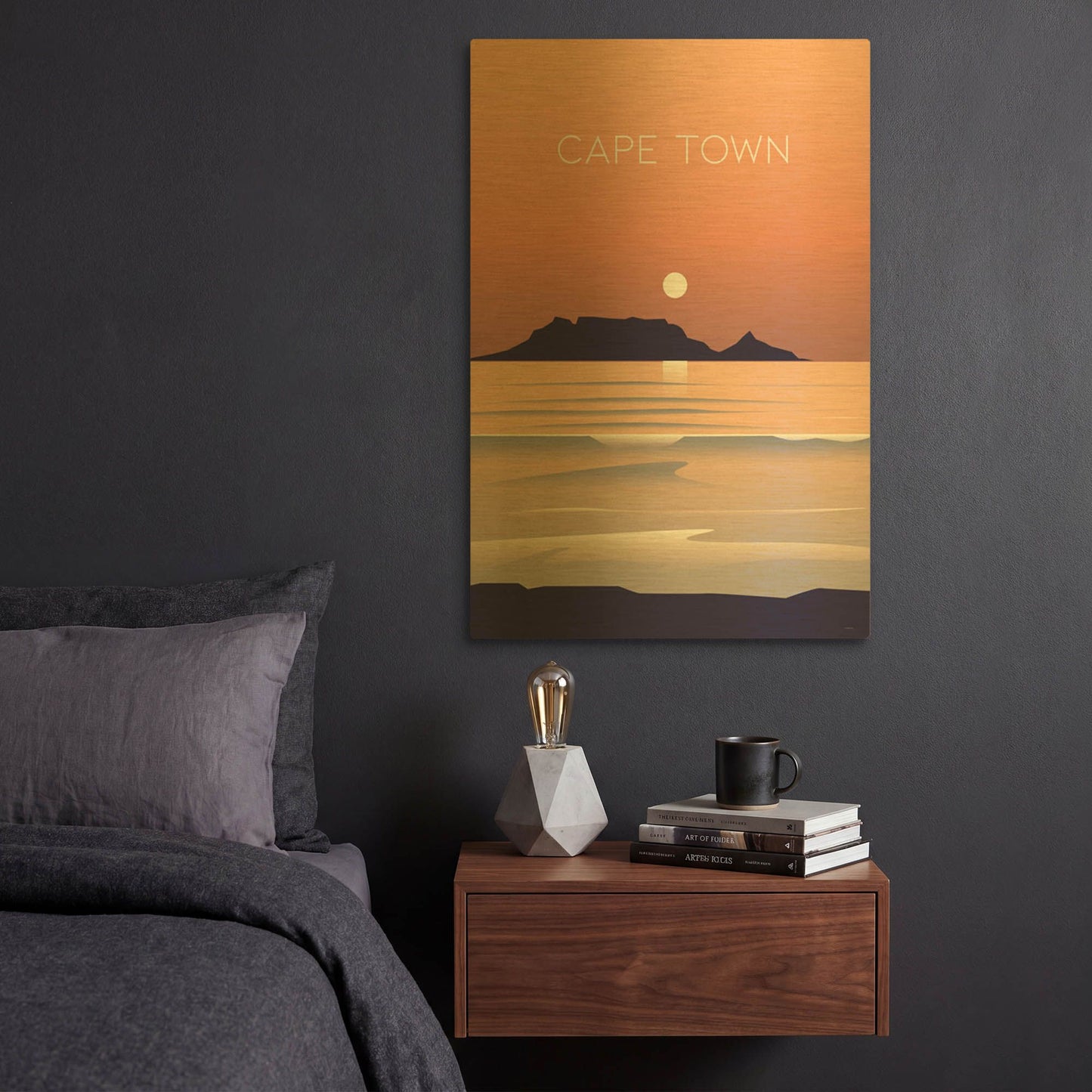 'Cape Town' By Arctic Frame Gold Metal Wall Art