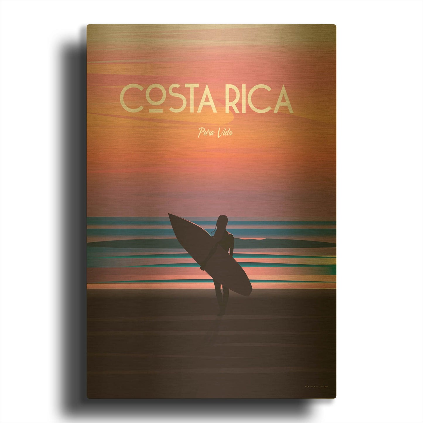 'Costa Rica' By Arctic Frame Gold Metal Wall Art