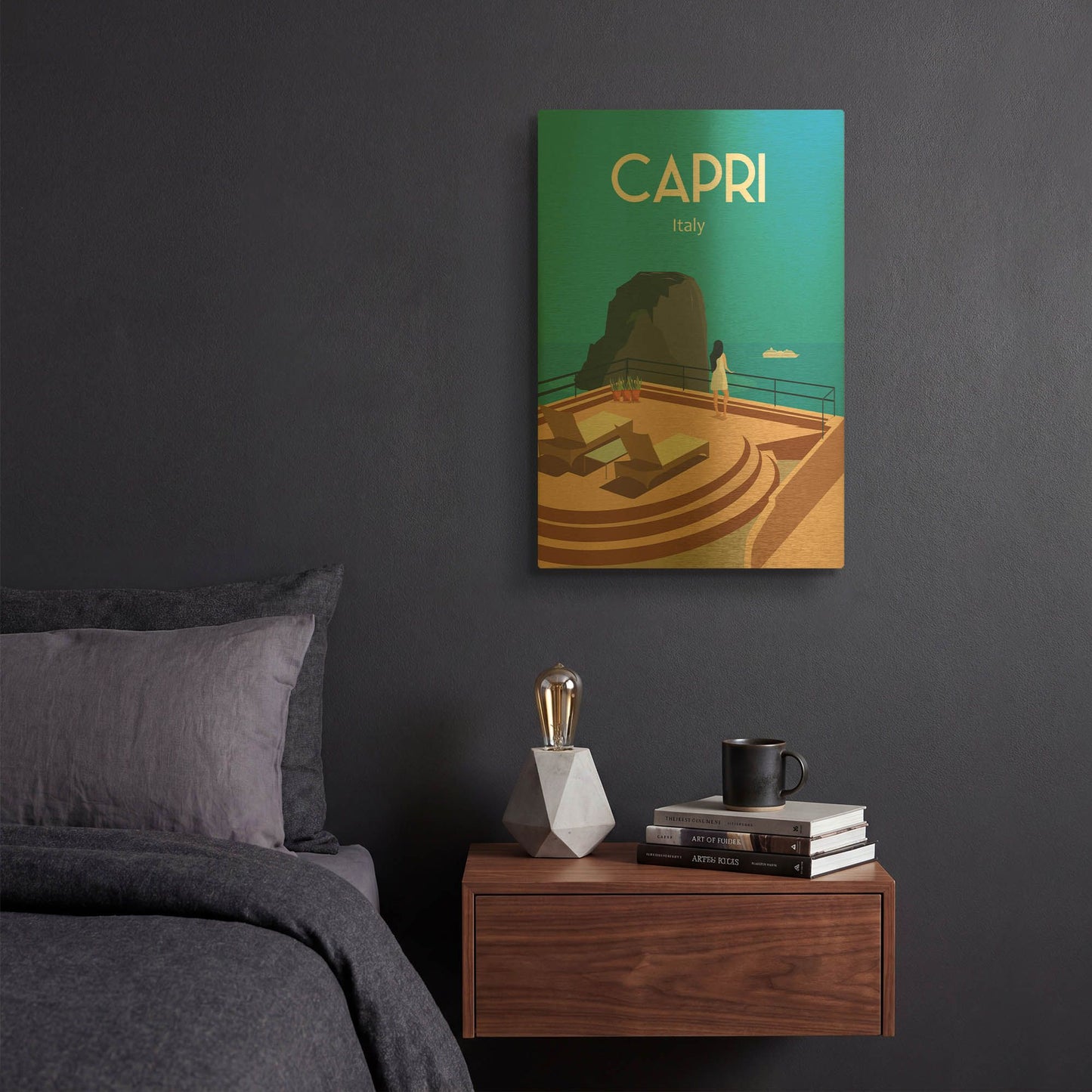 'Capri Italy' By Arctic Frame Gold Metal Wall Art
