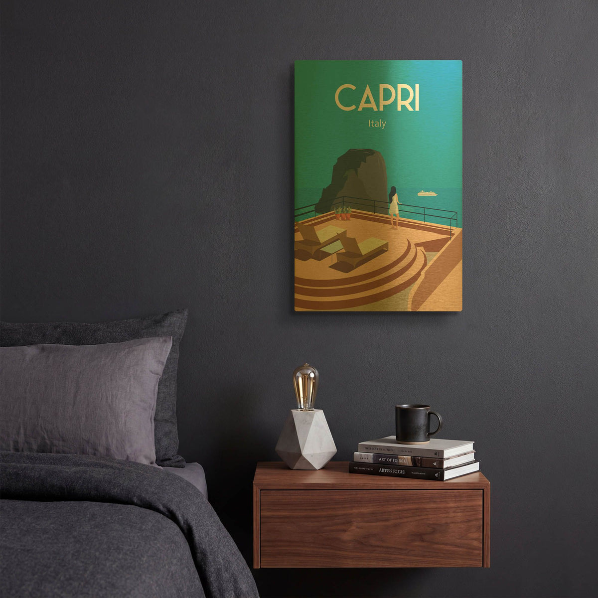 'Capri Italy' By Arctic Frame Gold Metal Wall Art