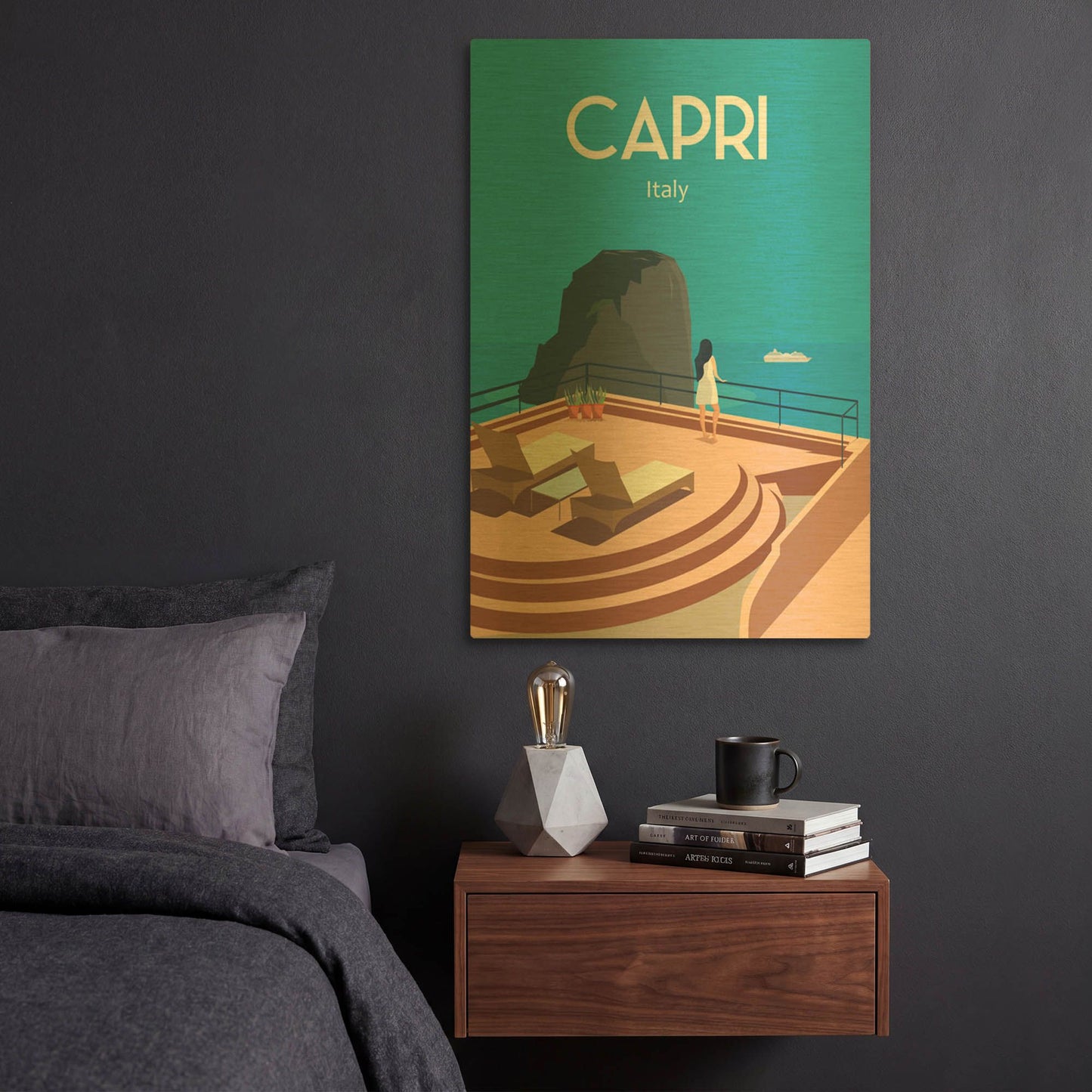 'Capri Italy' By Arctic Frame Gold Metal Wall Art