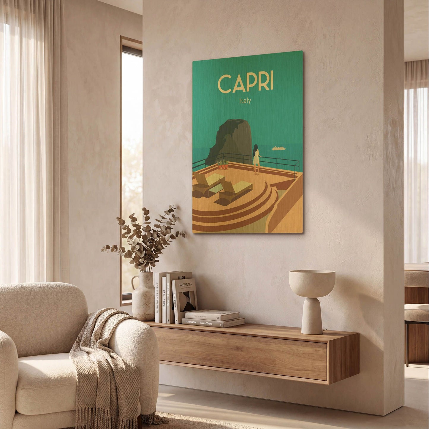 'Capri Italy' By Arctic Frame Gold Metal Wall Art