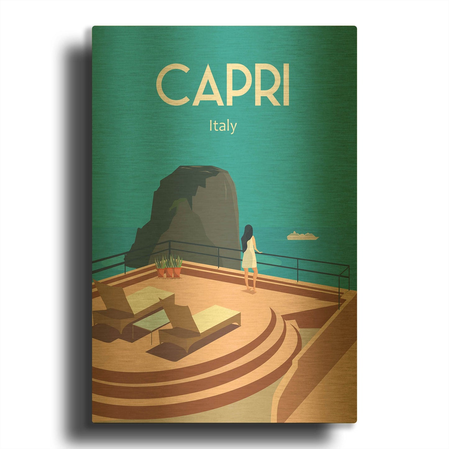 'Capri Italy' By Arctic Frame Gold Metal Wall Art