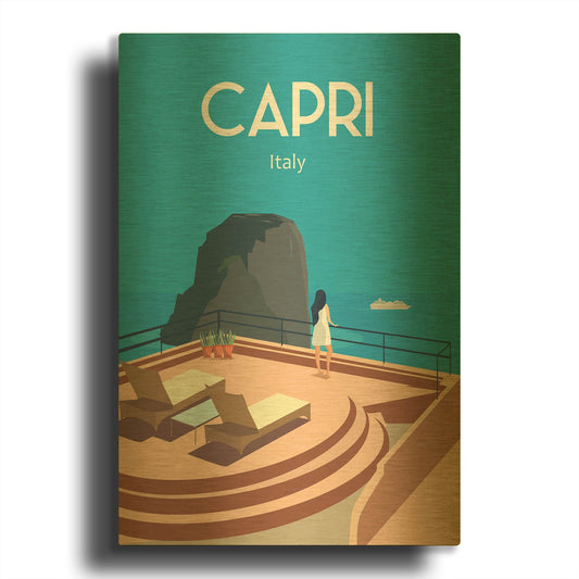'Capri Italy' By Arctic Frame Gold Metal Wall Art