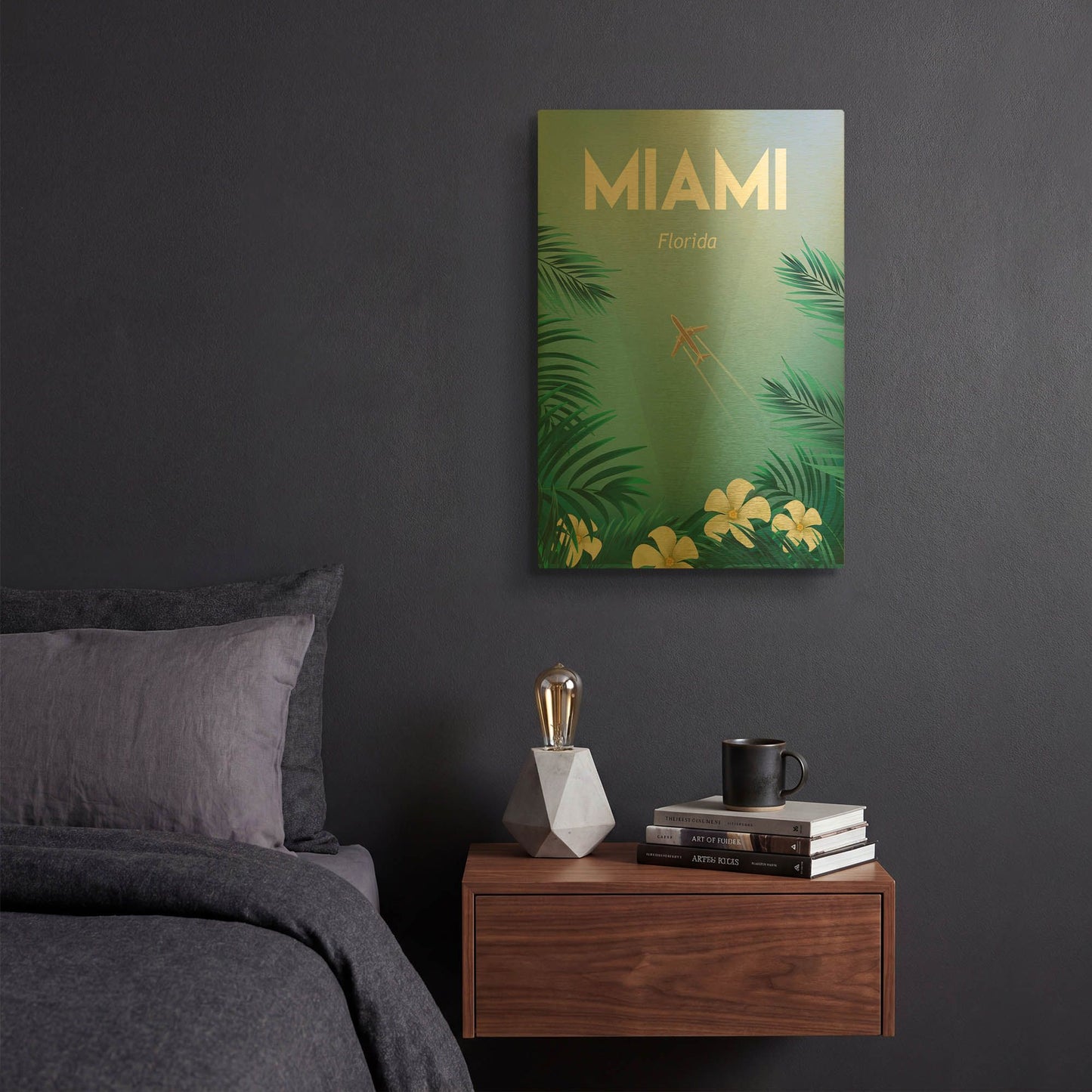'Miami' By Arctic Frame Gold Metal Wall Art