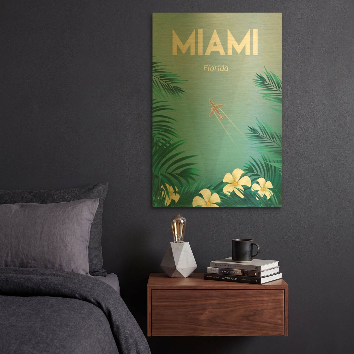 'Miami' By Arctic Frame Gold Metal Wall Art