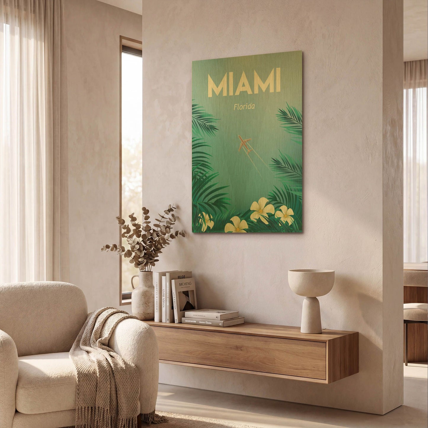 'Miami' By Arctic Frame Gold Metal Wall Art