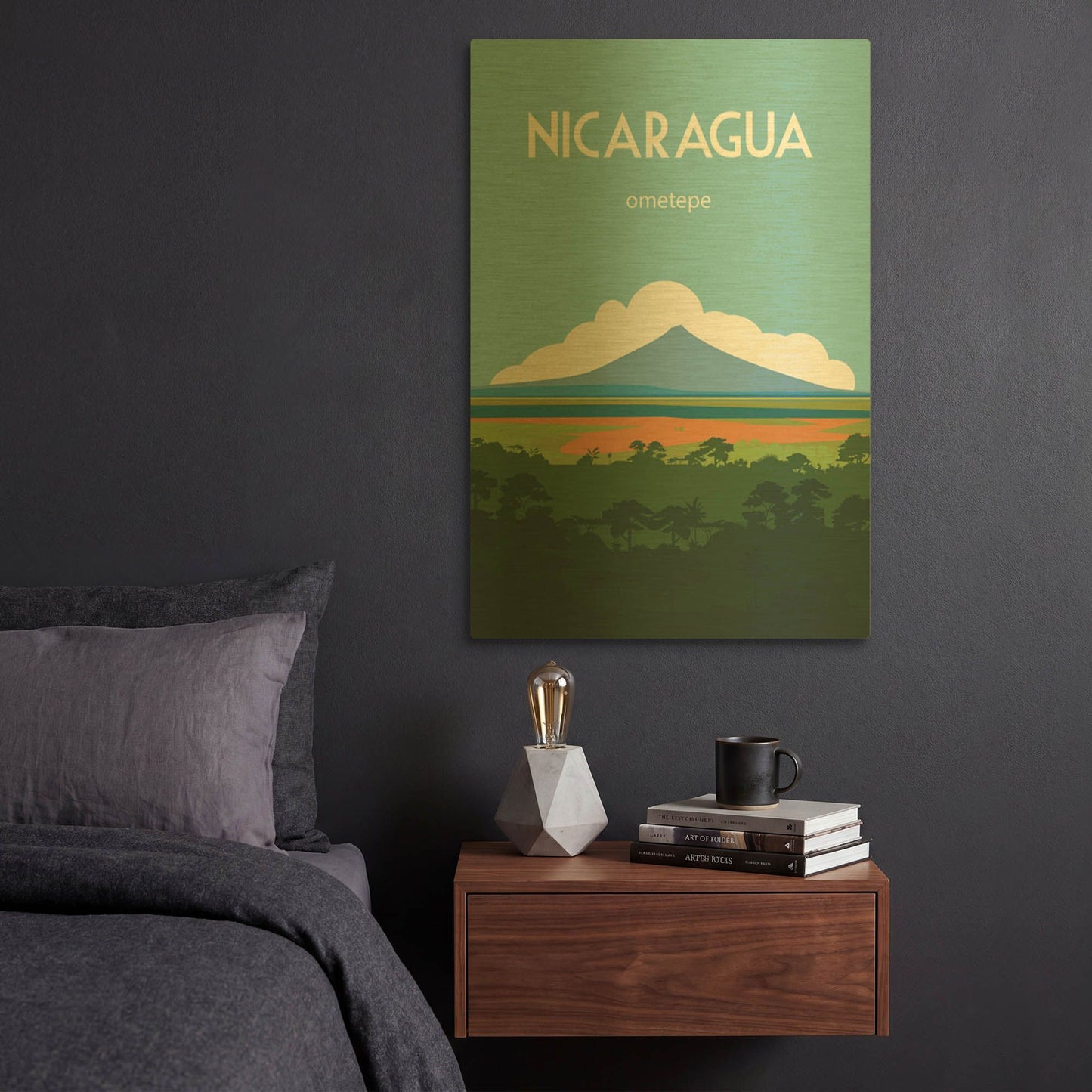'Nicaragua' By Arctic Frame Gold Metal Wall Art