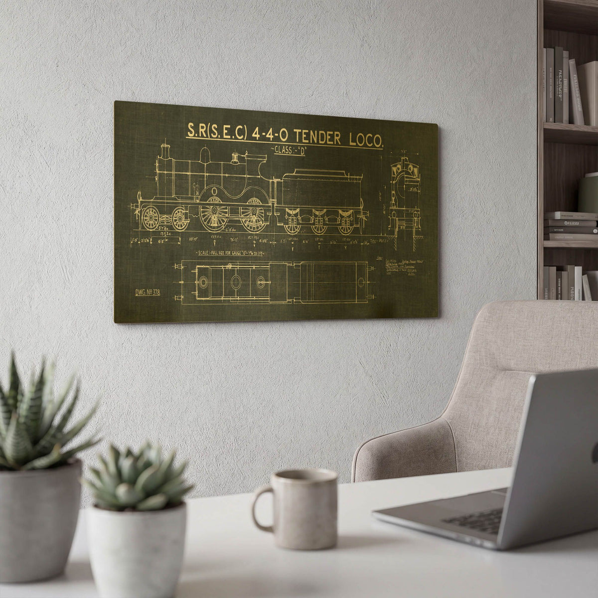 'Steam Blueprint' By Wild Apple Portfolio Gold Metal Wall Art