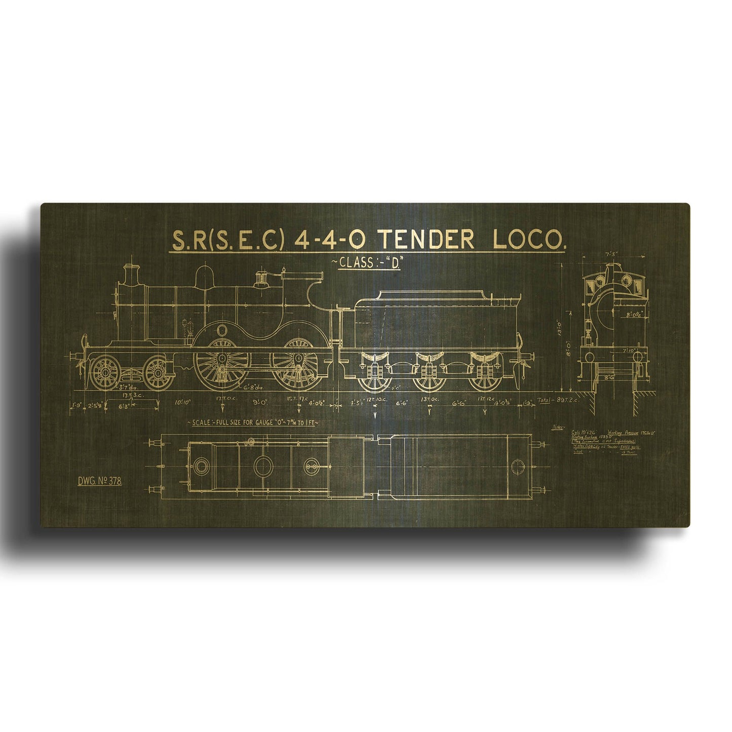 'Steam Blueprint' By Wild Apple Portfolio Gold Metal Wall Art