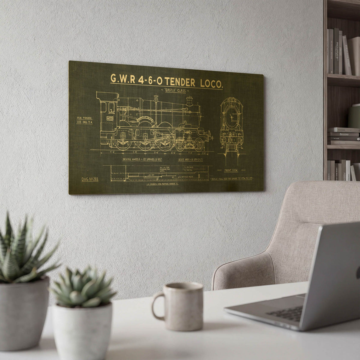 'Engine Elegance' By Wild Apple Portfolio Gold Metal Wall Art