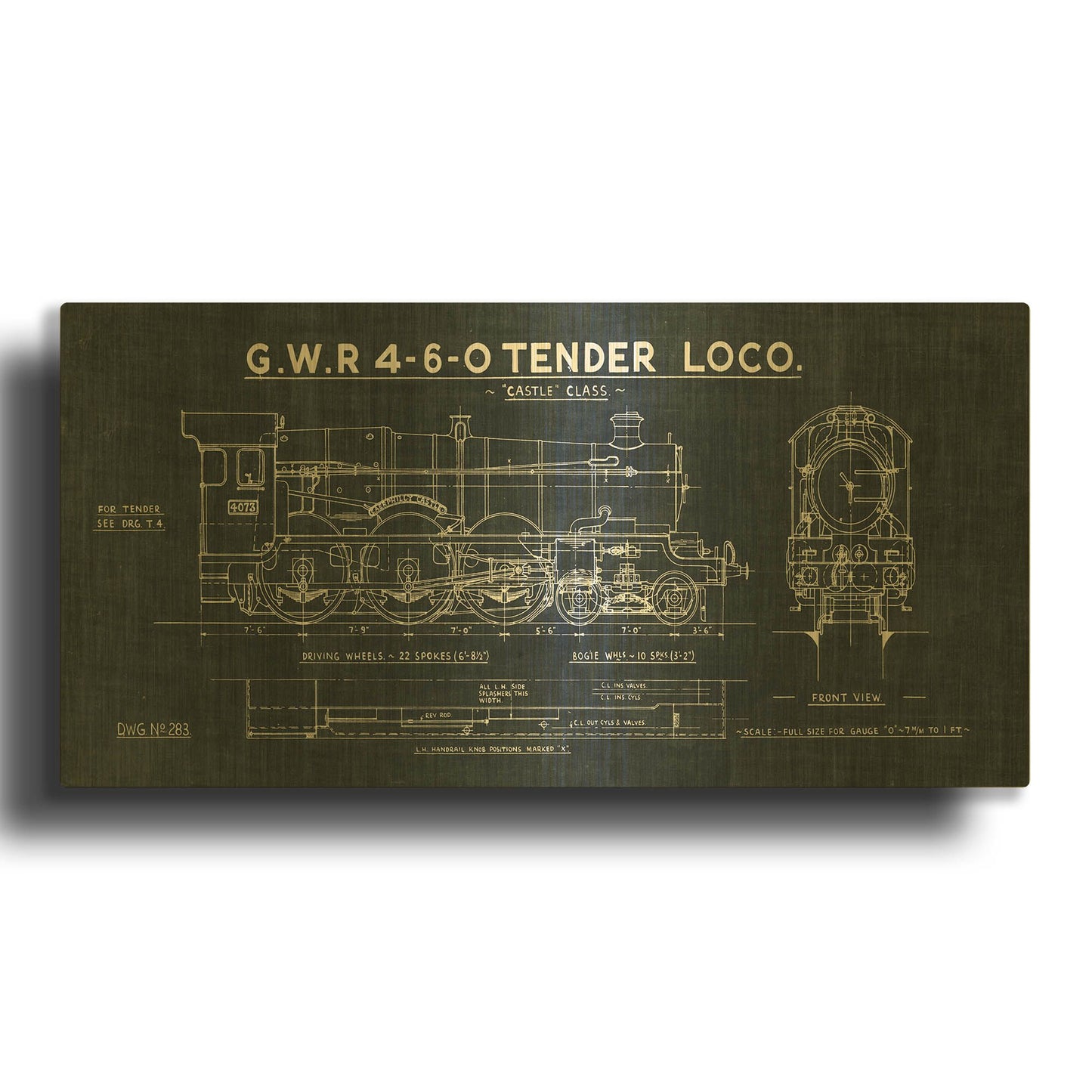 'Engine Elegance' By Wild Apple Portfolio Gold Metal Wall Art