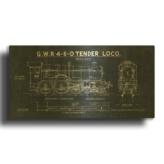 'Engine Elegance' By Wild Apple Portfolio Gold Metal Wall Art