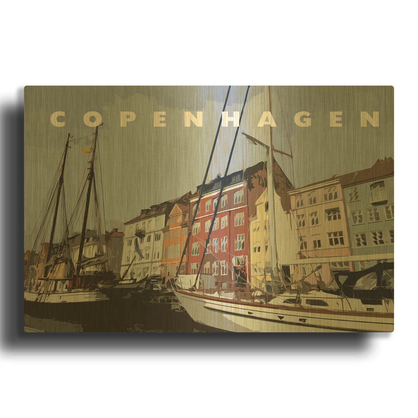 'Copenhagen Poster' By Linda Woods Gold Metal Wall Art