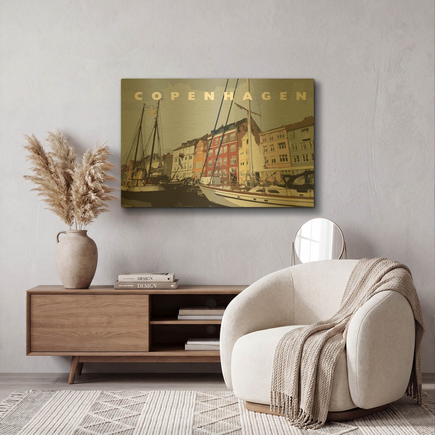 'Copenhagen Poster' By Linda Woods Gold Metal Wall Art