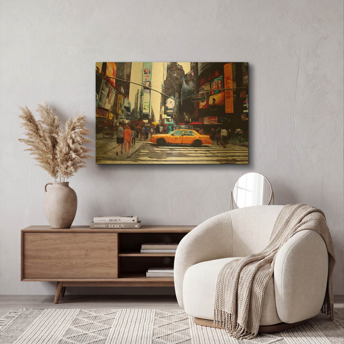 'Times Square' By Linda Woods Gold Metal Wall Art