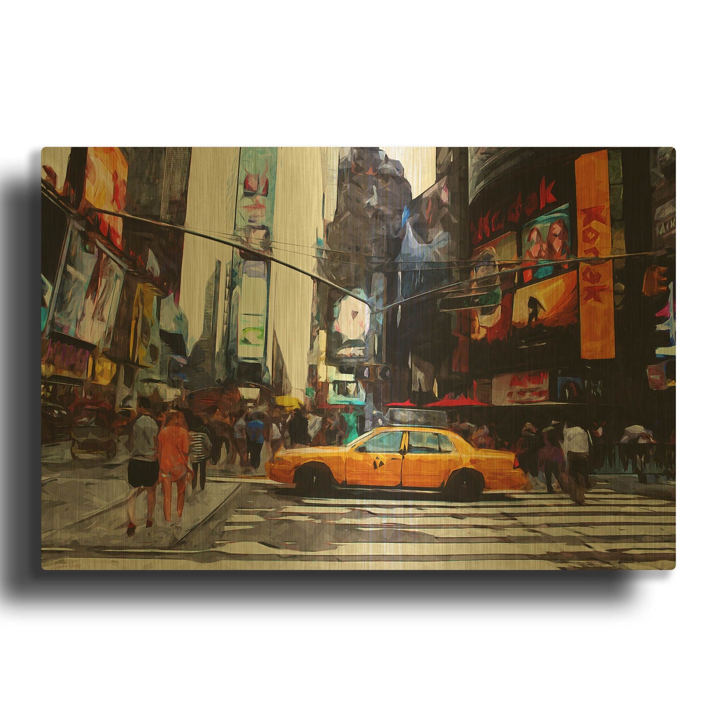 'Times Square' By Linda Woods Gold Metal Wall Art