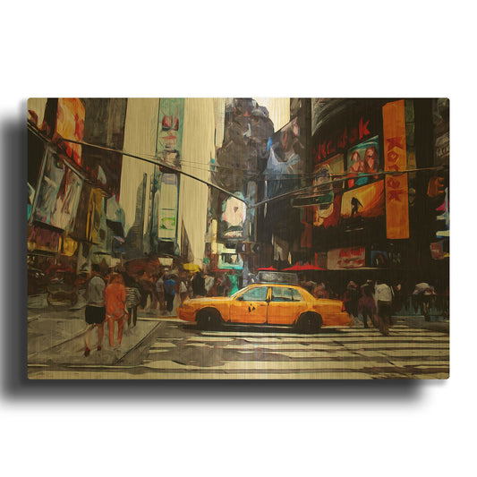 'Times Square' By Linda Woods Gold Metal Wall Art