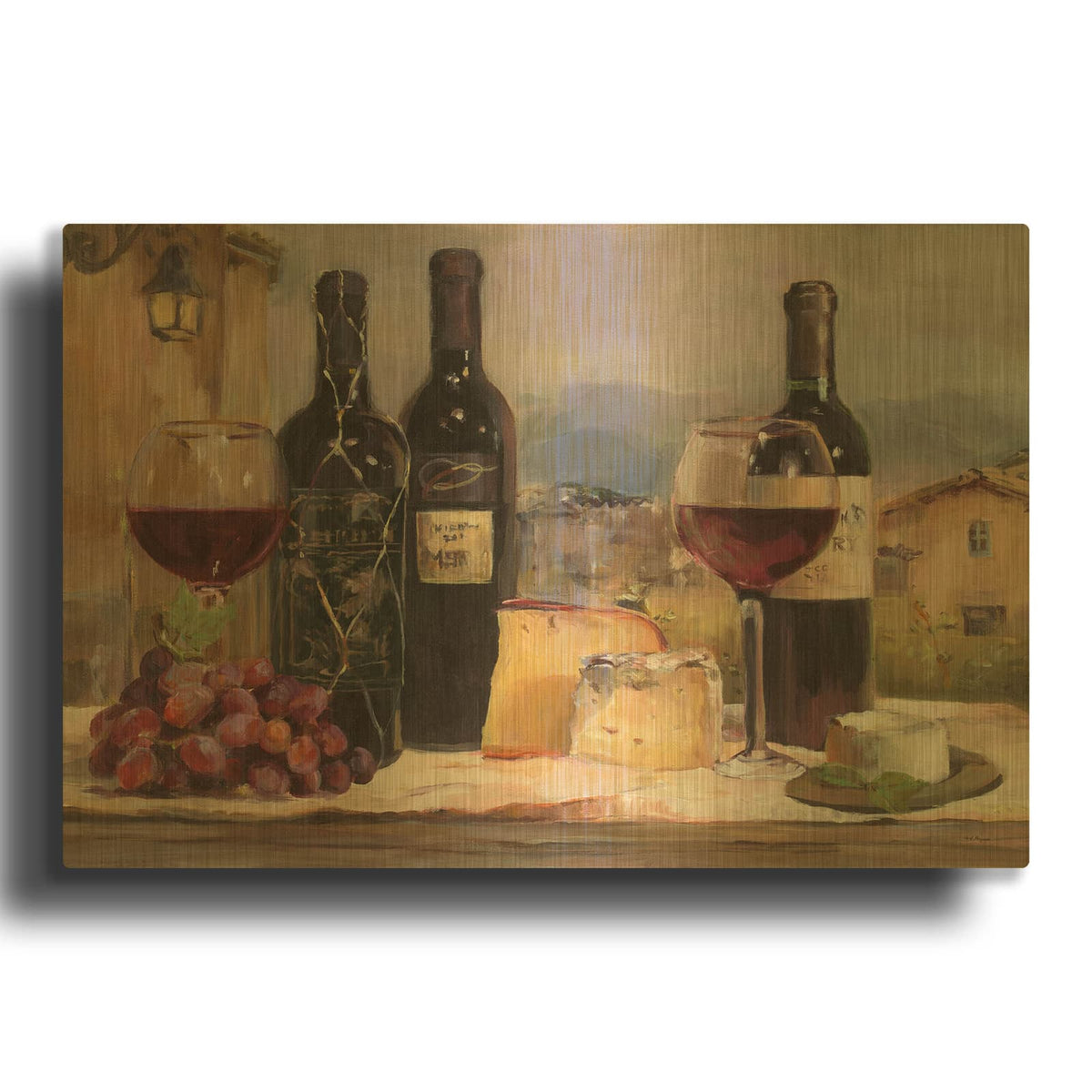 'Villa Reds' By Marilyn Borglum Gold Metal Wall Art