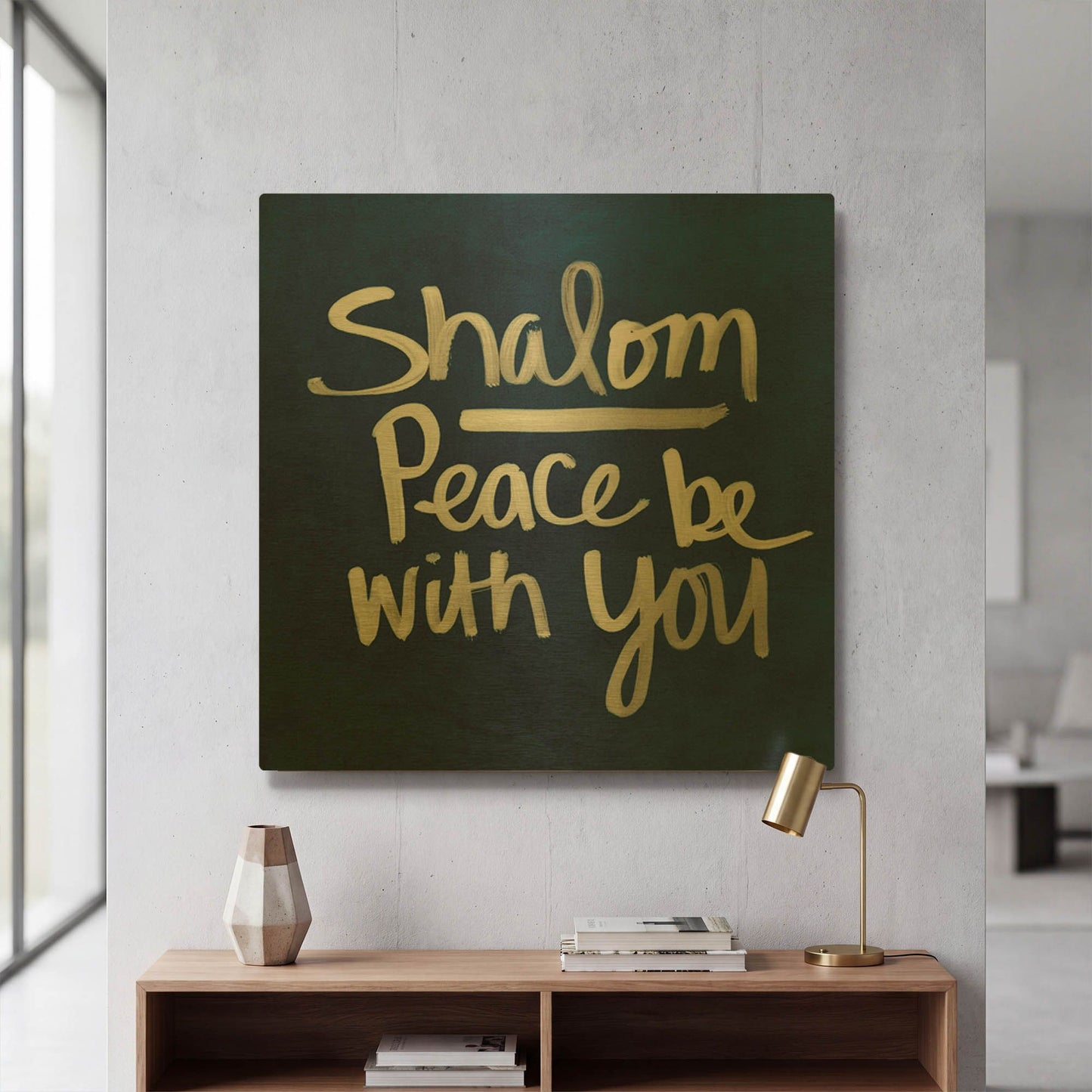 'Shalom - Hanukkah' By Linda Woods Gold Metal Wall Art