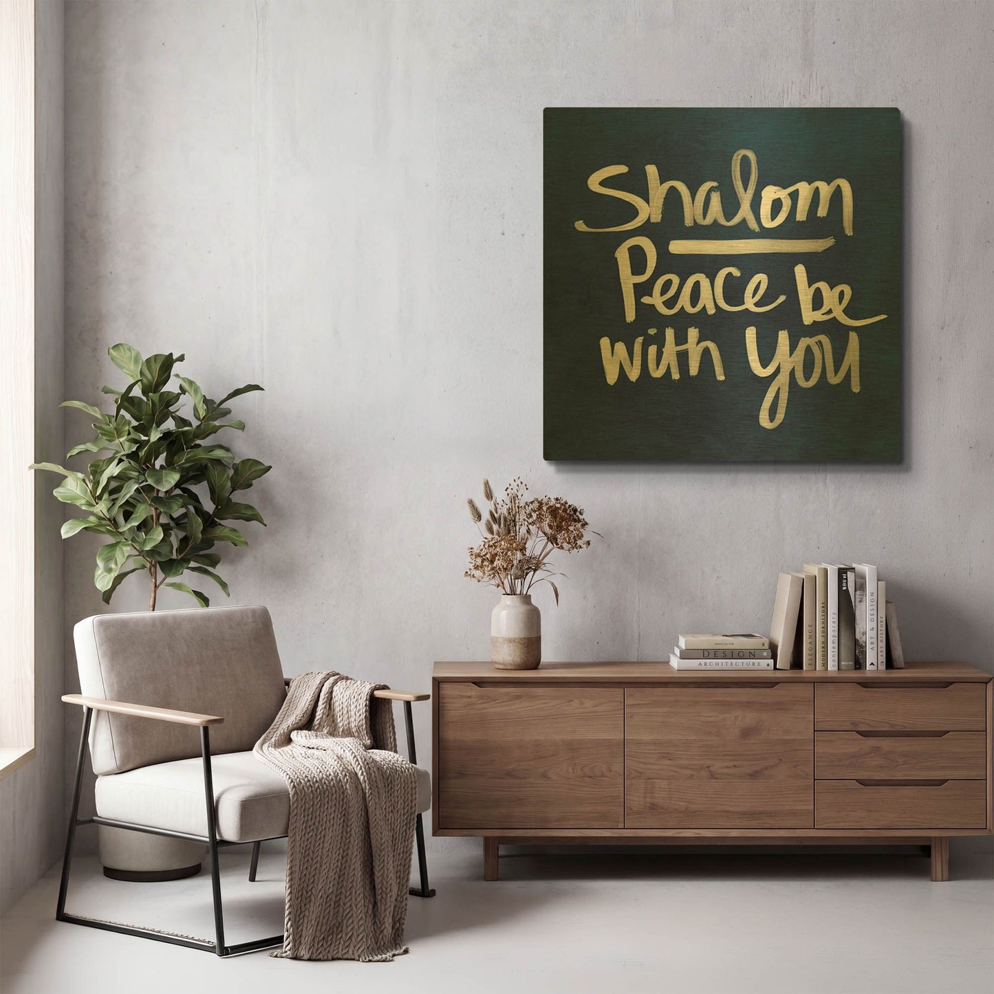 'Shalom - Hanukkah' By Linda Woods Gold Metal Wall Art