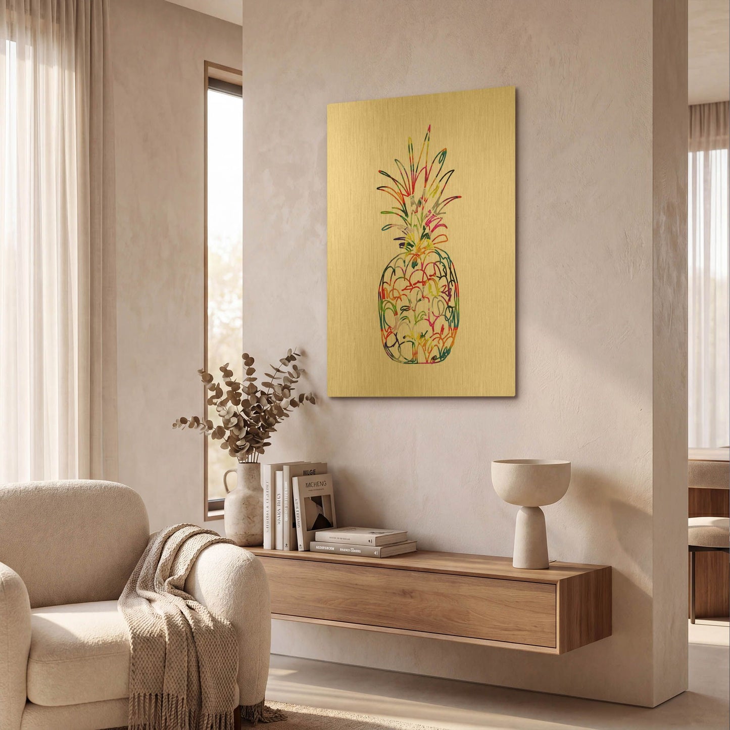 'LW3195-ELECTRIC PINEAPPLE' By Linda Woods Gold Metal Wall Art