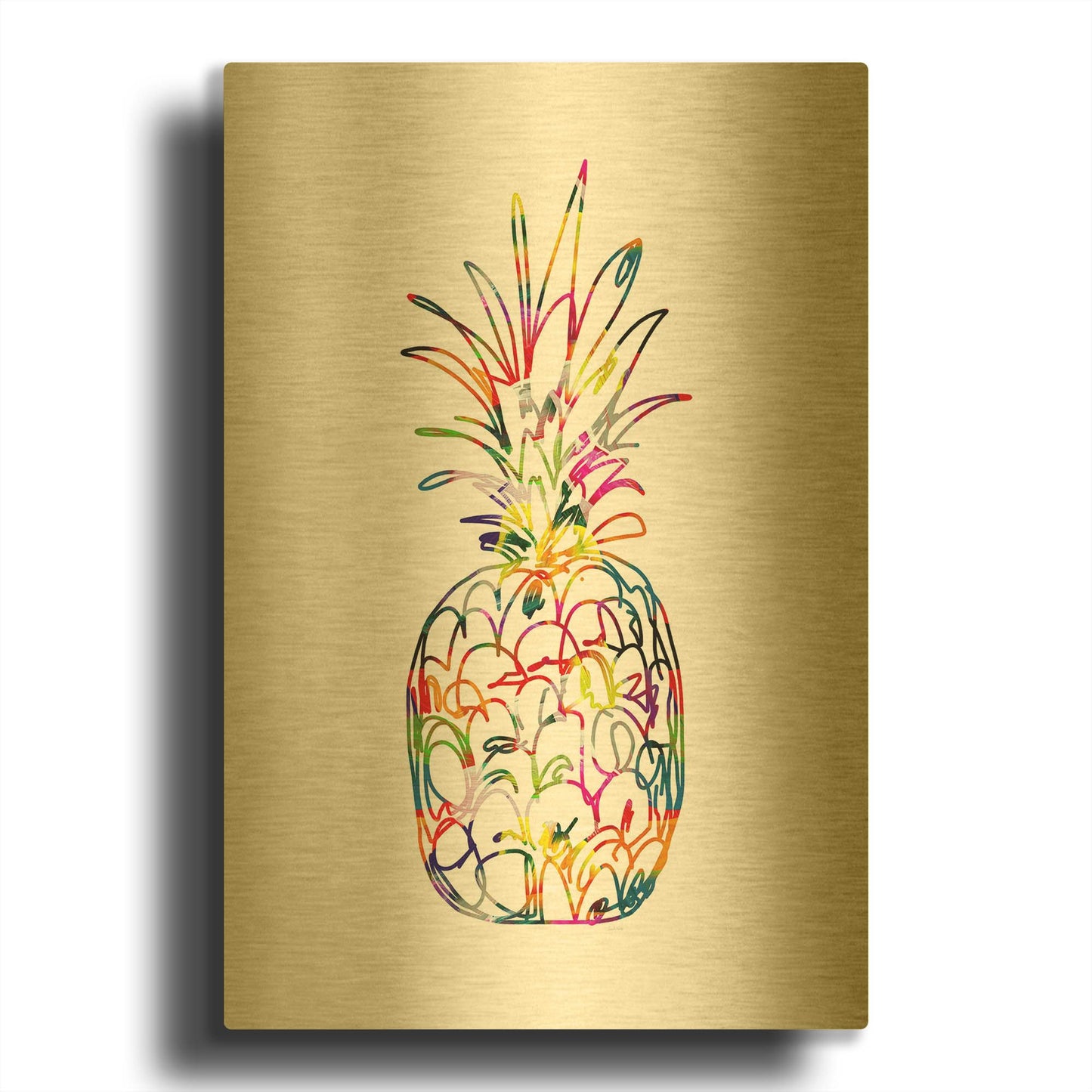 'LW3195-ELECTRIC PINEAPPLE' By Linda Woods Gold Metal Wall Art