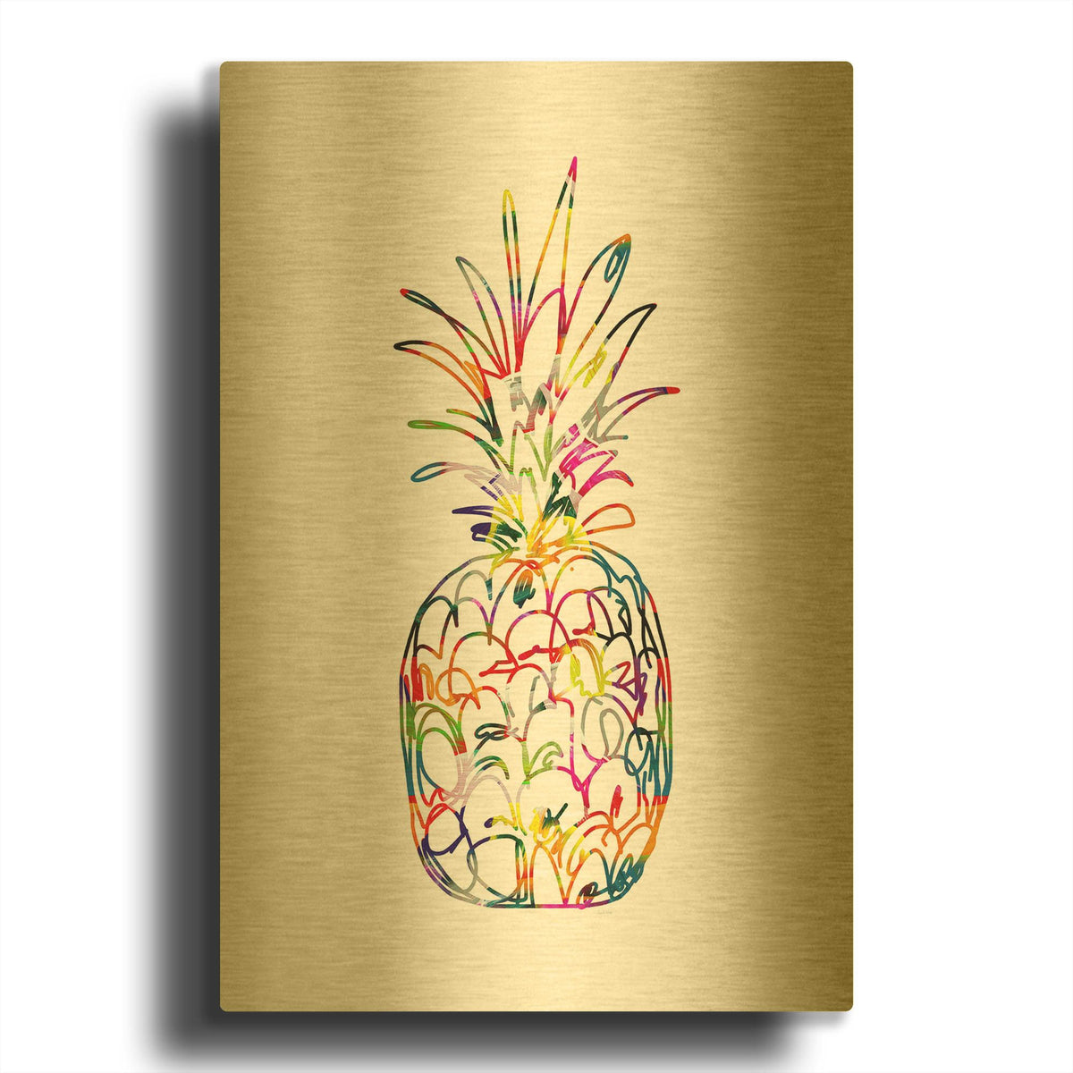 'LW3195-ELECTRIC PINEAPPLE' By Linda Woods Gold Metal Wall Art