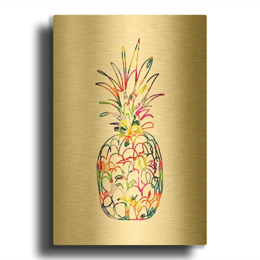 'LW3195-ELECTRIC PINEAPPLE' By Linda Woods Gold Metal Wall Art