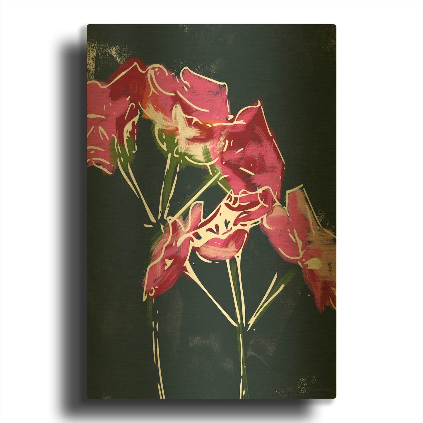 'LW3505-GERANIUMS' By Linda Woods Gold Metal Wall Art