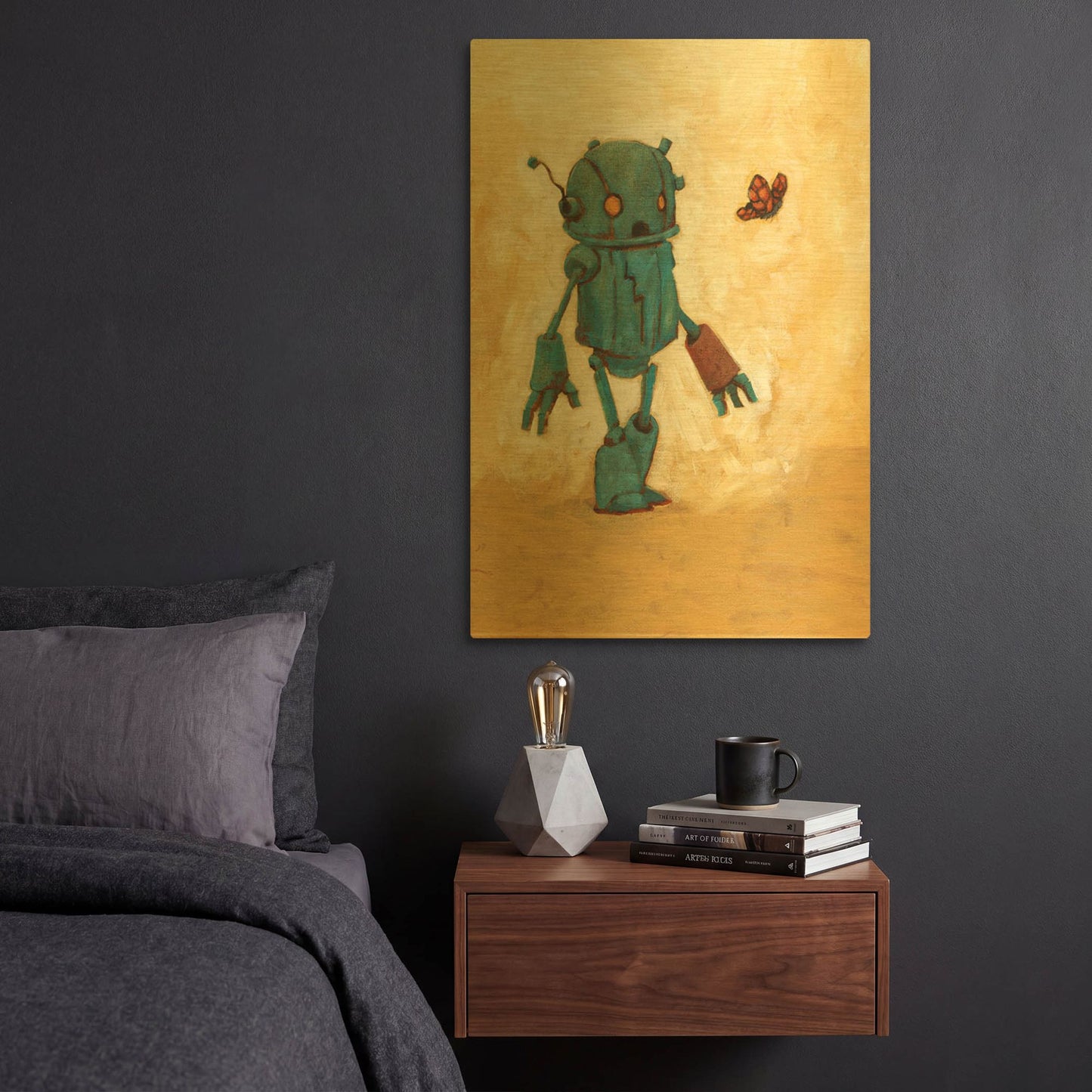 'Rust Bot' By Craig Snodgrass Gold Metal Wall Art
