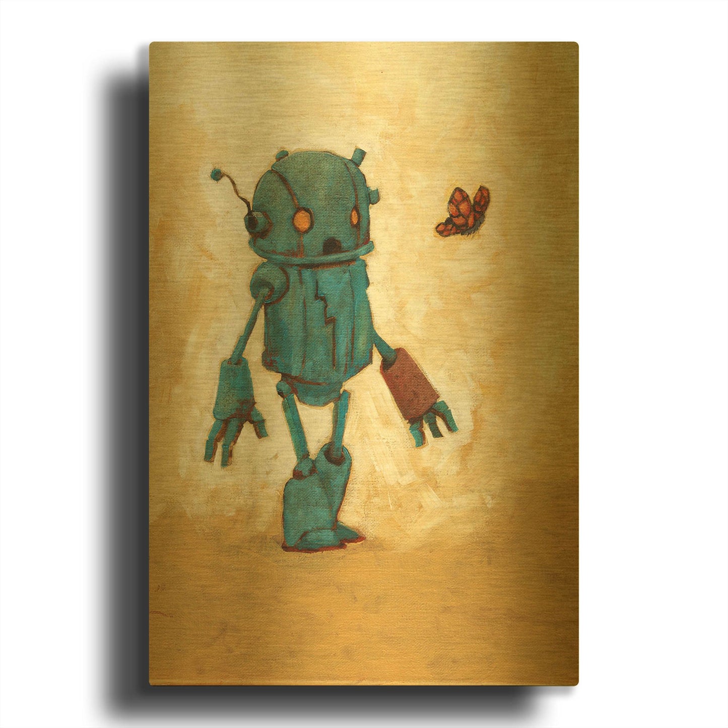 'Rust Bot' By Craig Snodgrass Gold Metal Wall Art