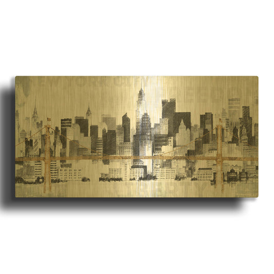'New York Skyline II' By Avery Tillmon Gold Metal Wall Art