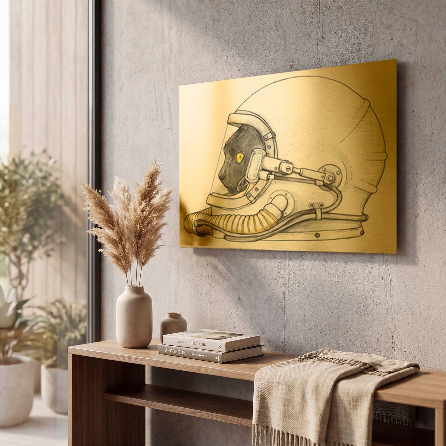 'Space Kitten' By Craig Snodgrass Gold Metal Wall Art